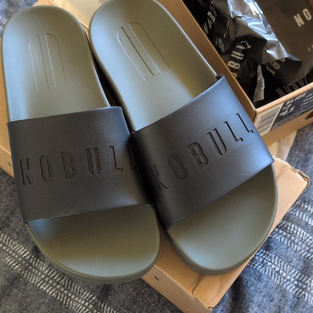 NOBULL Olive and Black Slide Sandals